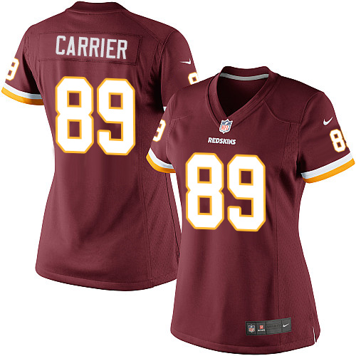 Women's Elite Derek Carrier Nike Jersey Burgundy Red Home - #89 NFL Washington Redskins